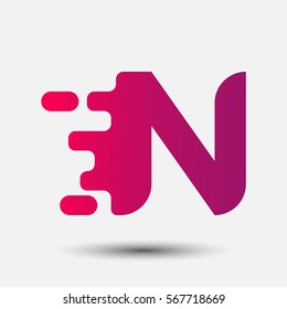 Letter N icon and logo template.  New Flat design and elegant typographic. spread the font. Gradient red and purple