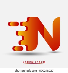 Letter N icon and logo template. Elegant typographic design. Spread the font. brown and yellow