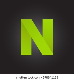 Letter N icon and logo template.  New design and elegant typographic. green