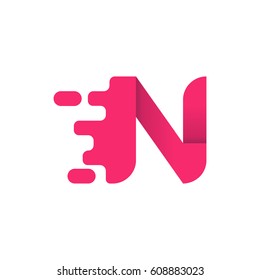 Letter N icon and logo template. elegant typographic concept. pink