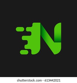 Letter N icon and logo template. elegant typographic. green
