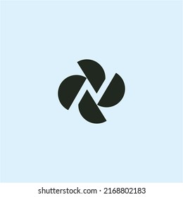 letter N icon logo with waves