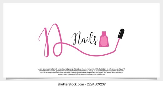 letter n with icon nail polish logo design template