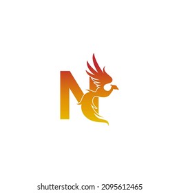 Letter N icon with phoenix logo design template illustration