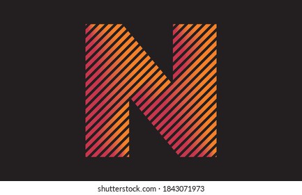 Letter N illustration, line art vector, logo N