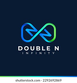 Letter N Infinity Logo design and Blue Green Gradient Colorful symbol for Business Company Branding and Corporate Identity