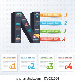 Letter N Infographics Design and Web Elements