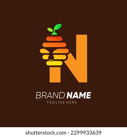Letter N Initial Bee Hive Logo Design Vector Icon Graphic Emblem Illustration