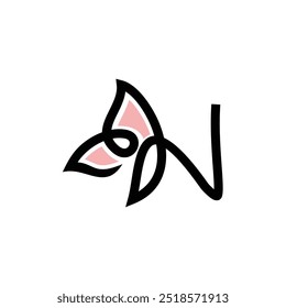 Letter N Initial Butterfly Logo Design Vector Icon Graphic Symbol Illustration