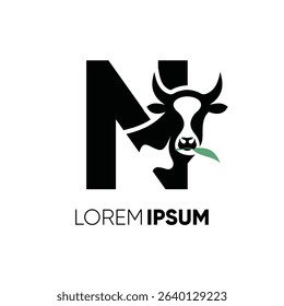 Letter N Initial Creatif Cow Logo Design Vector Icon Graphic Emblem Symbol Illustration 