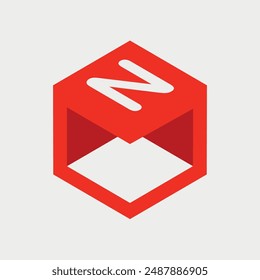 Letter N Initial Cube Logo Design Concept. Vector Illustration.
