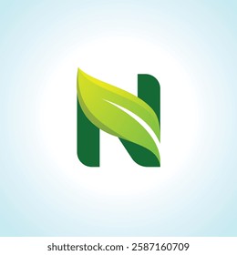 Letter N initial eco leaf logo vector design