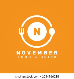 Letter N Initial, food and restaurant logo,vector logo template