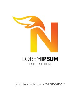 Letter N Initial Fox Logo Design Vector Icon Graphic Emblem Symbol Illustration