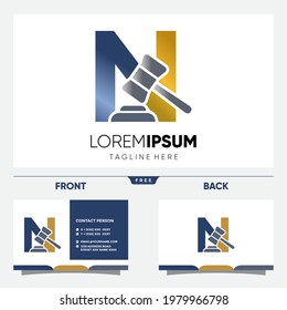 Letter N Initial Hammer Justice Legal Firm Law and Attorney Logo Design Vector Graphic Icon Emblem Illustration 