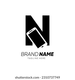 Letra N Logotipo inicial de auricular Diseño Icono vector Ilustración gráfica Emblema 
