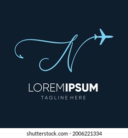 Buchstabe N Initial Jet Plane Logo Design Vektorsymbol Illustration Grafik