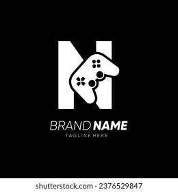Letter N Initial Joy Stick Controller Game Logo Design Vector Icon Graphic Emblem Illustration