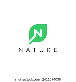 Initialbuchstabe N mit Blatt Logo, Vektordesign-Vorlage. N-Blatt-Logo-Design	