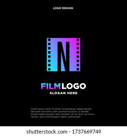 Letter N initial logo for Cinema film and videography design template