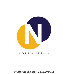 Letra N Diseño inicial de logotipo, plantilla de vector