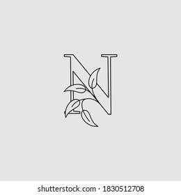 Letter N Initial Logo Icon Monogram Nature Leaves Template Design