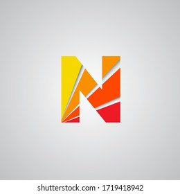letra N diseño del logotipo de signo inicial plantilla vectorial