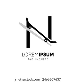 Letter N Initial Skateboard Logo Design Vector Icon Graphic Emblem Symbol Illustration
