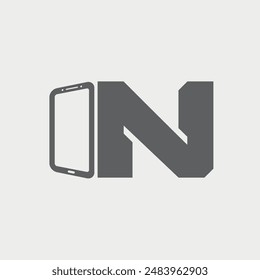 Letra N Diseño Inicial Del Logotipo Del Teléfono Inteligente. Ilustración vectorial EPS 10.