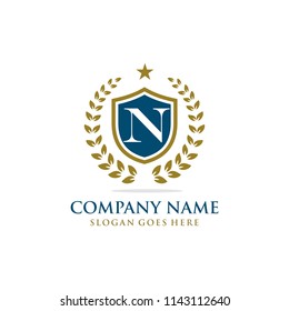 Letter N initial wreath logo template