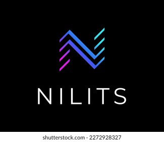Letter N Initials Lines Modern Geometric Future Futuristic Tech Minimal Monogram Vector Logo Design