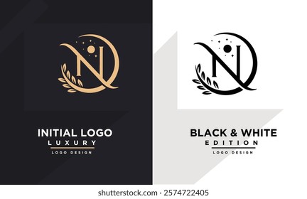 Letter N initials luxury and luxurious vector symbol logo for salon beauty and business