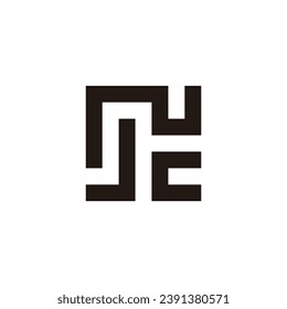 Letter N, J and c square geometric symbol simple logo vector