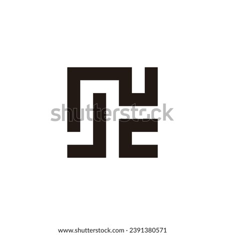 Letter N, J and c square geometric symbol simple logo vector