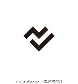Letter N and J heart geometric symbol simple logo vector