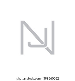 letter N and J monogram square shape logo gray