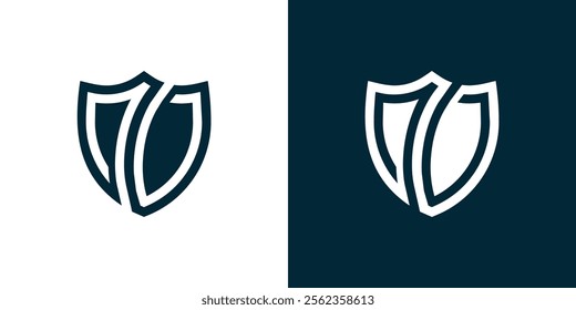 Letter N or N J shield logo design, letter n with shield logo icon design vector design template inspiration