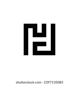 Letter N and J square geometric symbol simple logo vector