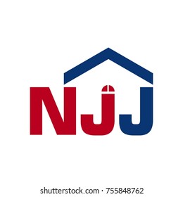 letter N and J vector logo. home logo.