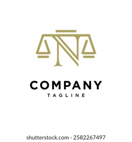 Letter N Justice Scale Logo Icon Vector