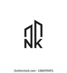  letter N K buildings icon logo design.