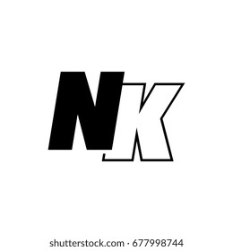 letter N and K logo overlapping black negative