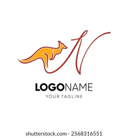 Letter N Kangaroo Logo Design Vector Icon Graphic Emblem Illustration