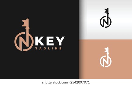 Letra N Círculo de claves Logotipo