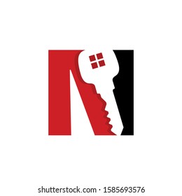 Letter N With Key Logo Vector 001