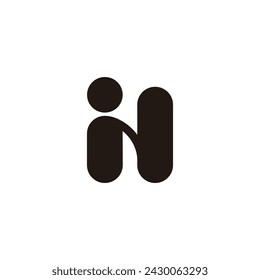 letter n kid simple linked logo vector 