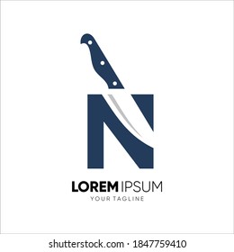 Letter N Knife Logo Design Vector