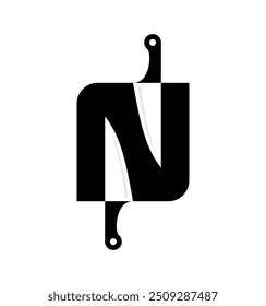 Letter N Knife Logo, with high quality black color