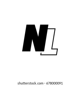 Letter N And L Logo Overlapping Black Negative