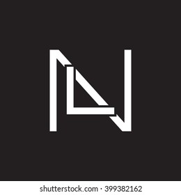 letter N and L monogram square shape logo white black background
